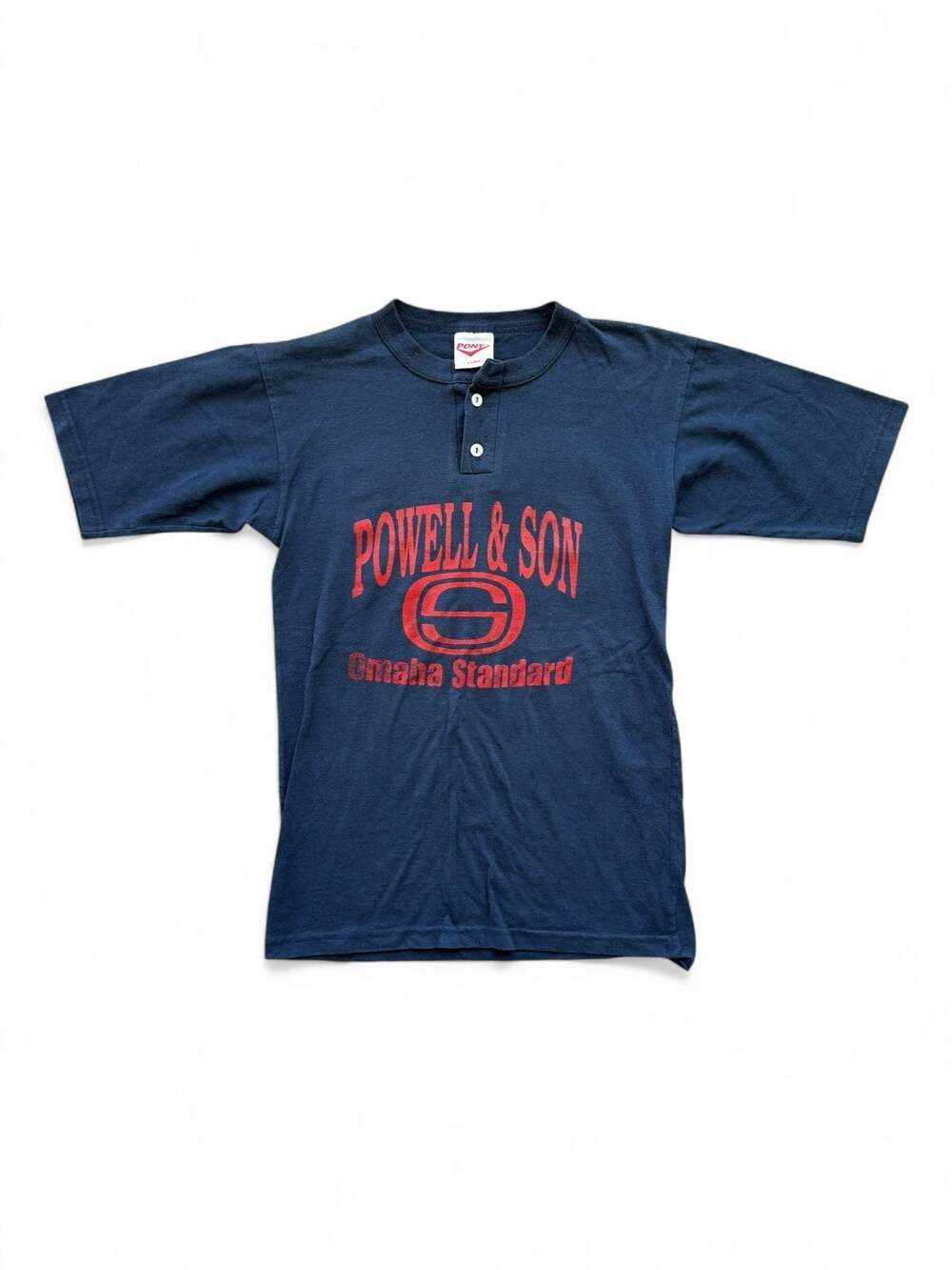 Vintage 80s Pony Powell & Son Omaha Standard Henley T-Shirt